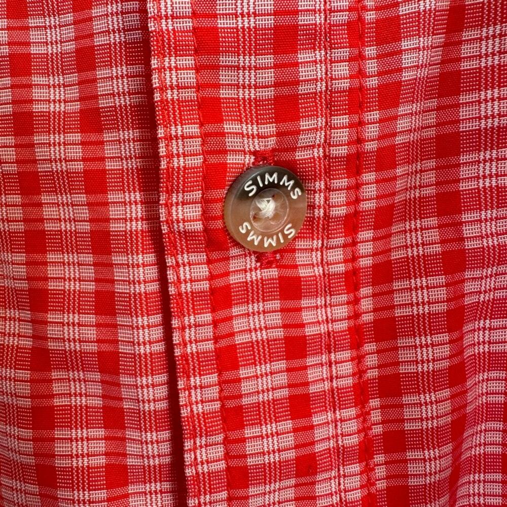 Simms Fishing Shirt Mens LARGE Gorpcore Hiking Camping Outdoor Red White Plaid - Picture 5 of 9